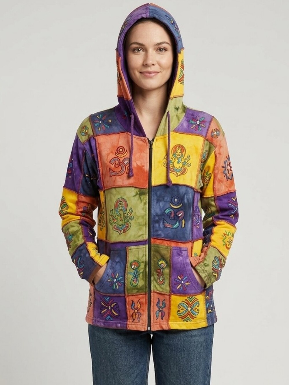 Rising International Ohm Ganesh Patchwork Hoodie